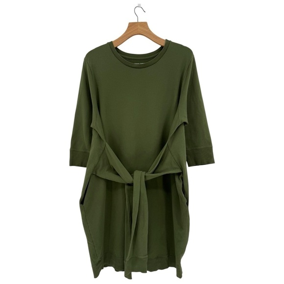 Universal Standard Misa Tie Sweatshirt Dress in Green Size M or US 18-20 - Picture 3 of 11